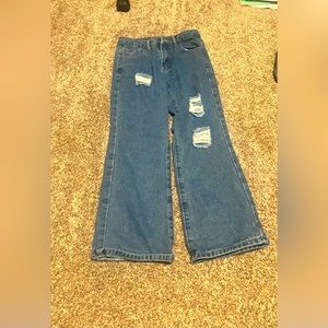 Girls Shein wide leg baggy jeans size 10 distressed